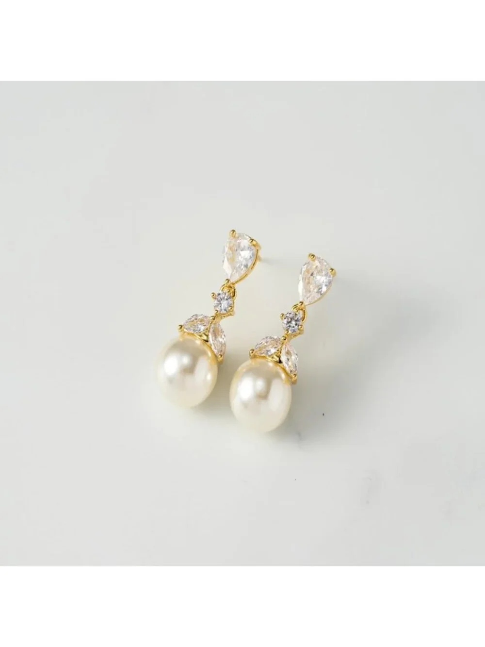 Elegant Pearl Drop Earrings with Cubic Zirconia for Weddings & Bridesmaids Gift